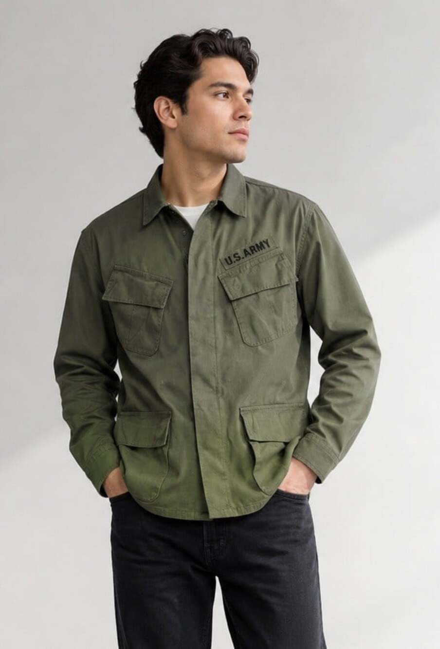 U.S. Army Vietnam OG107 Tropical Rip-Stop Coat Field Jacket Med Regular 37-41.